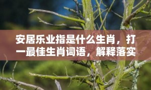 安居乐业指是什么生肖，打一最佳生肖词语，解释落实词语释义