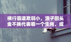 横行霸道欺弱小，浪子回头金不换代表哪一个生肖，成语释义解释落实