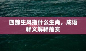 四蹄生风指什么生肖，成语释义解释落实