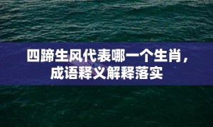 四蹄生风代表哪一个生肖，成语释义解释落实