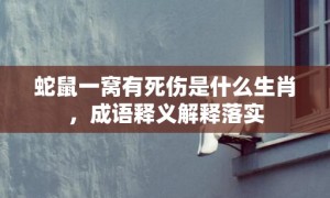 蛇鼠一窝有死伤是什么生肖，成语释义解释落实