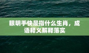 眼明手快是指什么生肖，成语释义解释落实