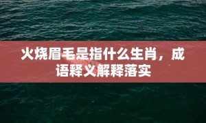 火烧眉毛是指什么生肖，成语释义解释落实