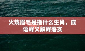 火烧眉毛是指什么生肖，成语释义解释落实