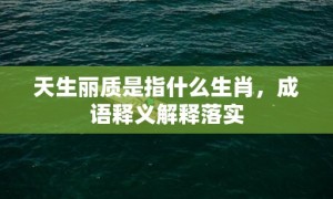 天生丽质是指什么生肖，成语释义解释落实