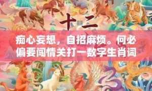 痴心妄想，自招麻烦。何必偏要闯情关打一数字生肖词语，成语释义解释落实