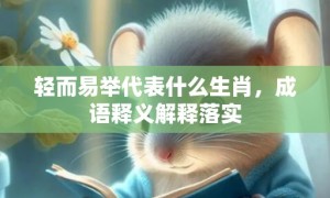 轻而易举代表什么生肖，成语释义解释落实