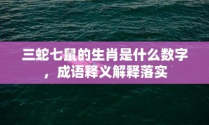 三蛇七鼠的生肖是什么数字，成语释义解释落实