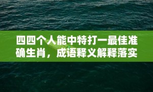 四四个人能中特打一最佳准确生肖，成语释义解释落实