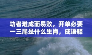 功者难成而易败，开单必要一三尾是什么生肖，成语释义解释落实