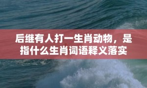 后继有人打一生肖动物，是指什么生肖词语释义落实