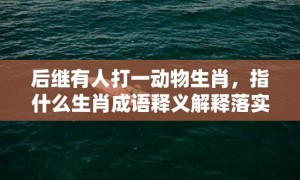 后继有人打一动物生肖，指什么生肖成语释义解释落实