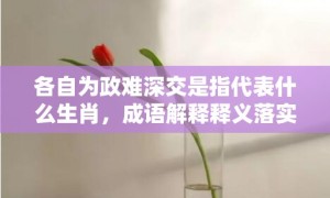 各自为政难深交是指代表什么生肖，成语解释释义落实