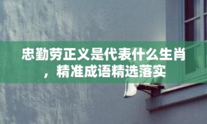 忠勤劳正义是代表什么生肖，精准成语精选落实