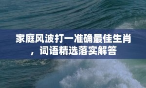 家庭风波打一准确最佳生肖，词语精选落实解答