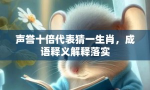 声誉十倍代表猜一生肖，成语释义解释落实