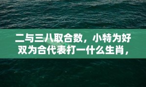 二与三八取合数，小特为好双为合代表打一什么生肖，成语落实解释释义