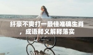 纤豪不爽打一最佳准确生肖，成语释义解释落实