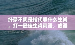 纤豪不爽是指代表什么生肖，打一最佳生肖词语，成语释义解释落实