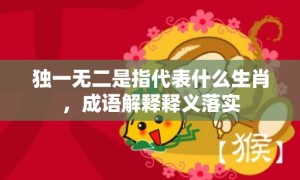 独一无二是指代表什么生肖，成语解释释义落实