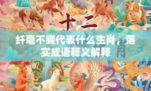 纤毫不爽代表什么生肖，落实成语释义解释