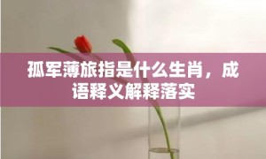 孤军薄旅指是什么生肖，成语释义解释落实