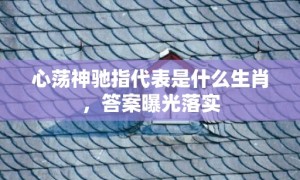 心荡神驰指代表是什么生肖，答案曝光落实