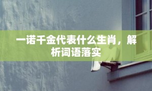 一诺千金代表什么生肖，解析词语落实