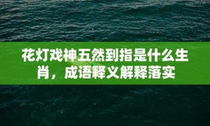 花灯戏神五然到指是什么生肖，成语释义解释落实