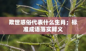 欺世惑俗代表什么生肖；标准成语落实释义