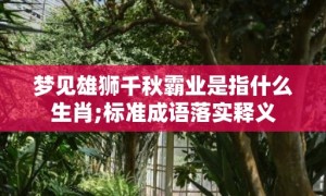 梦见雄狮千秋霸业是指什么生肖;标准成语落实释义