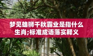 梦见雄狮千秋霸业是指什么生肖;标准成语落实释义