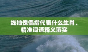 线抽傀儡指代表什么生肖、精准词语释义落实