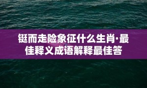 铤而走险象征什么生肖·最佳释义成语解释最佳答