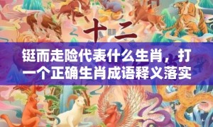 铤而走险代表什么生肖，打一个正确生肖成语释义落实