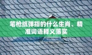 笔枪纸弹指的什么生肖、精准词语释义落实