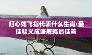 归心如飞指代表什么生肖·最佳释义成语解释最佳答