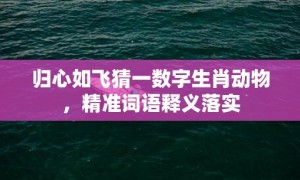 归心如飞猜一数字生肖动物，精准词语释义落实