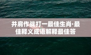 并肩作战打一最佳生肖·最佳释义成语解释最佳答