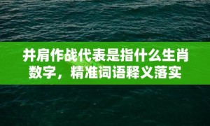 并肩作战代表是指什么生肖数字，精准词语释义落实