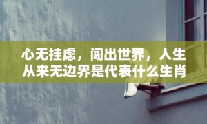 心无挂虑，闯出世界，人生从来无边界是代表什么生肖 、标准成语落实释义