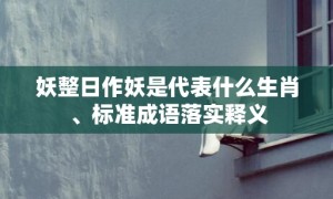 妖整日作妖是代表什么生肖 、标准成语落实释义