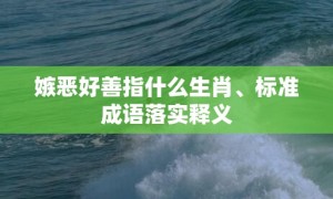 嫉恶好善指什么生肖、标准成语落实释义