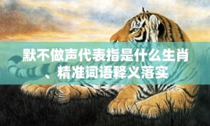 默不做声代表指是什么生肖、精准词语释义落实