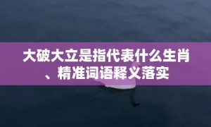 大破大立是指代表什么生肖、精准词语释义落实