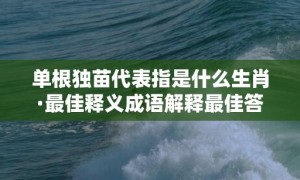 单根独苗代表指是什么生肖·最佳释义成语解释最佳答