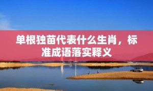 单根独苗代表什么生肖，标准成语落实释义