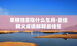 单根独苗指什么生肖·最佳释义成语解释最佳答