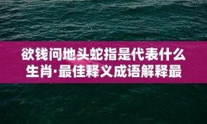 欲钱问地头蛇指是代表什么生肖·最佳释义成语解释最佳答