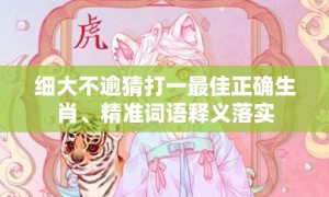 细大不逾猜打一最佳正确生肖、精准词语释义落实